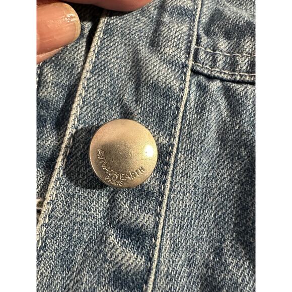 King Of My Life Fall Denim Jacket By Sour Fruit sz L Retro Y2K Distressed Street - Picture 7 of 9